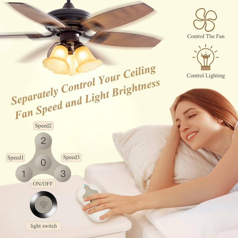 Prichor Universal Ceiling Fan Remote Control Kit, Compatible with Hunter, Harbor Breeze Hampton Bay, 3-Speed Control Fans with Dimmer, Remote Works with Hunter 99122 99123 99600 - Image 2